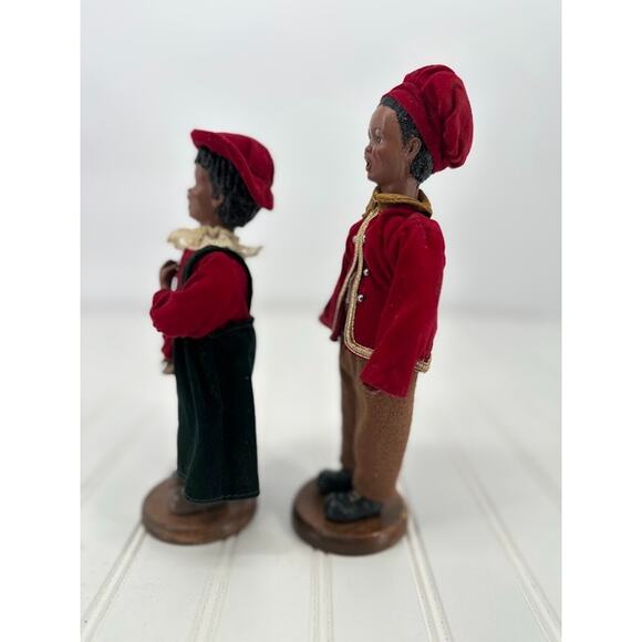 Vintage Classic Christmas Caroler African American Children Set of 2 Decoration - Picture 2 of 9